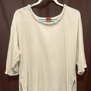 Oh My Gauze Women’s Tunic Blouse, Size 3, Cream, ¾ Sleeves